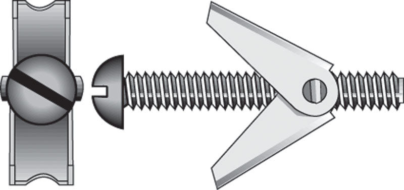 HILLMAN - Hillman 1/4 in. D X 4 in. L Round Steel Toggle Bolt 1 pk - Case of 6