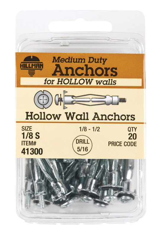 HILLMAN - Hillman 1/8 in. D X 1/8 Short in. L Metal Pan Head Hollow Wall Anchors 20 pk - Case of 5