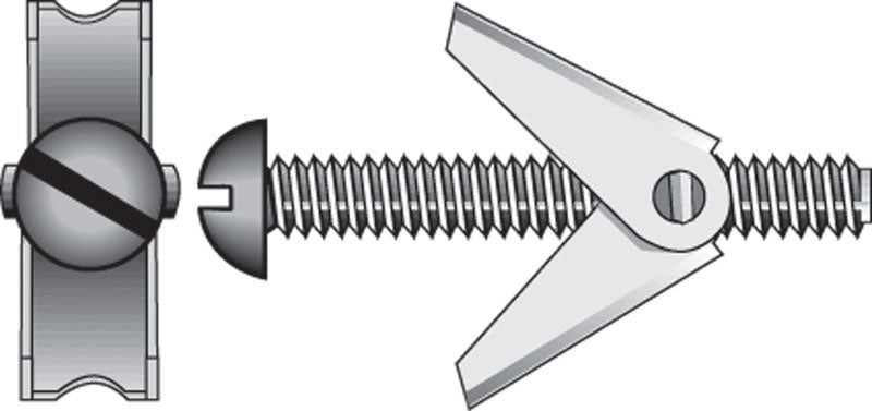 HILLMAN - Hillman 3/16 in. D X 4 in. L Round Steel Toggle Bolt 2 pk - Case of 6