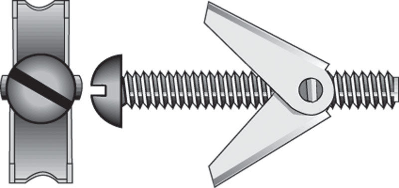 HILLMAN - Hillman 1/4 in. D X 3 in. L Round Steel Toggle Bolt 1 pk - Case of 6