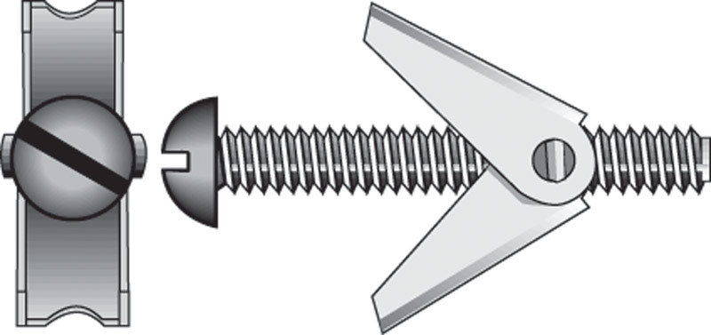 HILLMAN - Hillman 1/8 in. D X 3 in. L Round Steel Toggle Bolt 2 pk - Case of 10