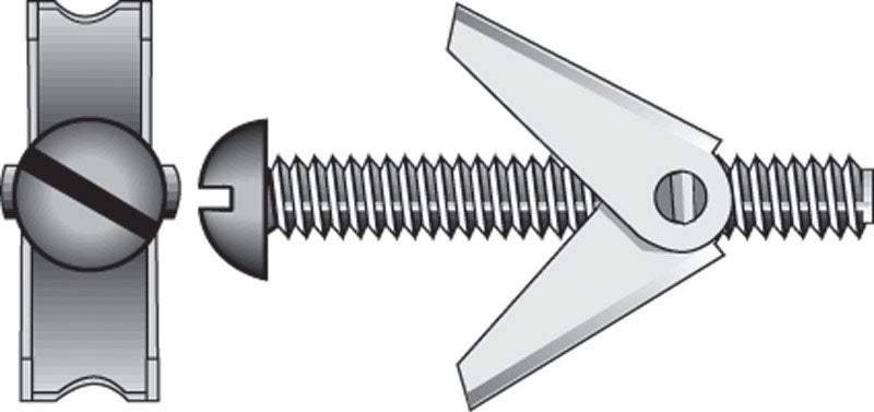 HILLMAN - Hillman 3/16 in. D X 3 in. L Round Steel Toggle Bolt 2 pk - Case of 10