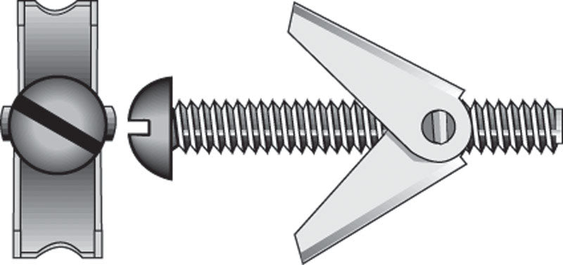 HILLMAN - Hillman 1/8 in. D X 3 in. L Round Steel Toggle Bolt 15 pk - Case of 5