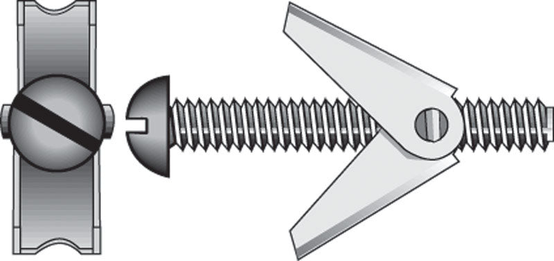 HILLMAN - Hillman 3/16 in. D X 4 in. L Round Zinc-Plated Steel Toggle Bolt 8 pk - Case of 5