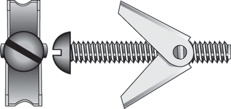 HILLMAN - Hillman 1/4 in. D X 3 in. L Round Steel Toggle Bolt 6 pk - Case of 5