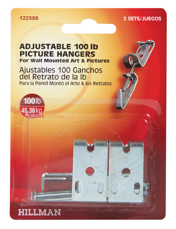 HILLMAN - Hillman AnchorWire Metallic Adjustable Picture Hanger 100 lb 2 pk