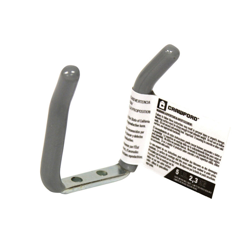 CRAWFORD - Crawford Vinyl Coated Gray Steel Small Storage Hook 5 lb. cap. 1 pk - Case of 20