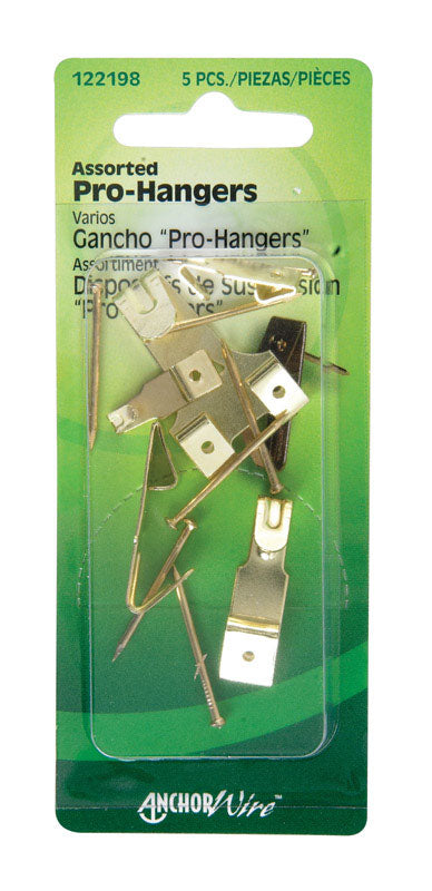 HILLMAN - Hillman AnchorWire Brass-Plated Gold Assorted Picture Hanger 40 lb 5 pk - Case of 10