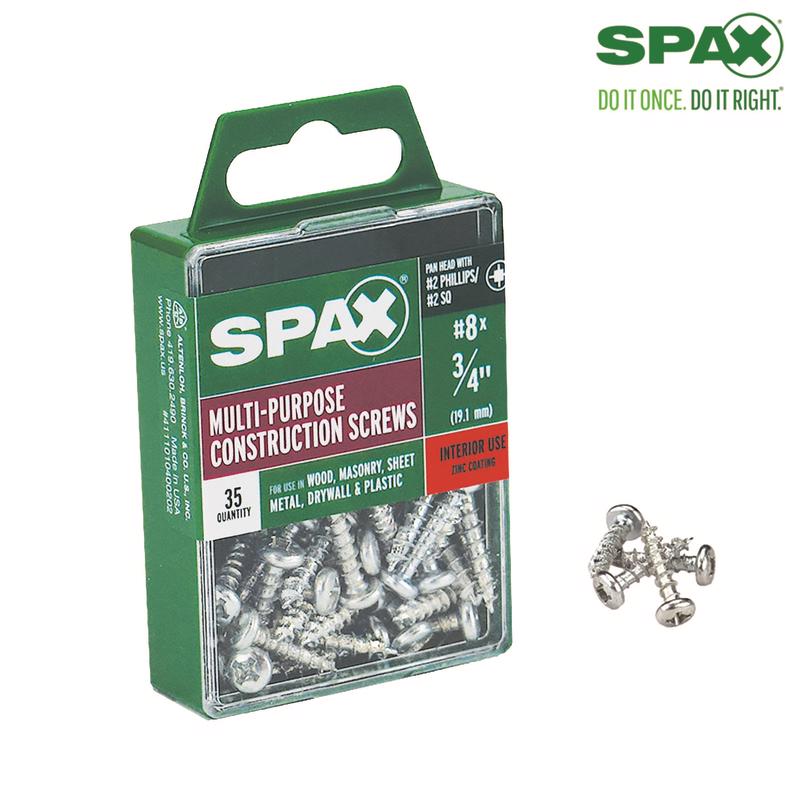 SPAX - SPAX No. 8 X 3/4 in. L Phillips/Square Zinc-Plated Multi-Material Screw 35 pk