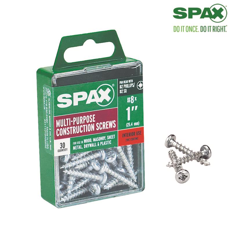 SPAX - SPAX No. 8 X 1 in. L Phillips/Square Zinc-Plated Multi-Material Screw 30 pk