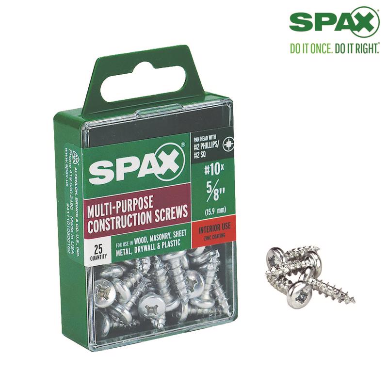 SPAX - SPAX No. 10 X 5/8 in. L Phillips/Square Zinc-Plated Multi-Material Screw 25 pk