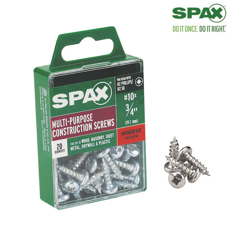 SPAX - SPAX No. 10 X 3/4 in. L Phillips/Square Zinc-Plated Multi-Material Screw 20 pk