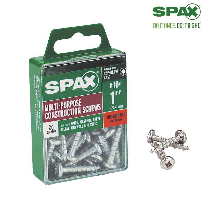 SPAX - SPAX No. 10 X 1 in. L Phillips/Square Zinc-Plated Multi-Material Screw 20 pk