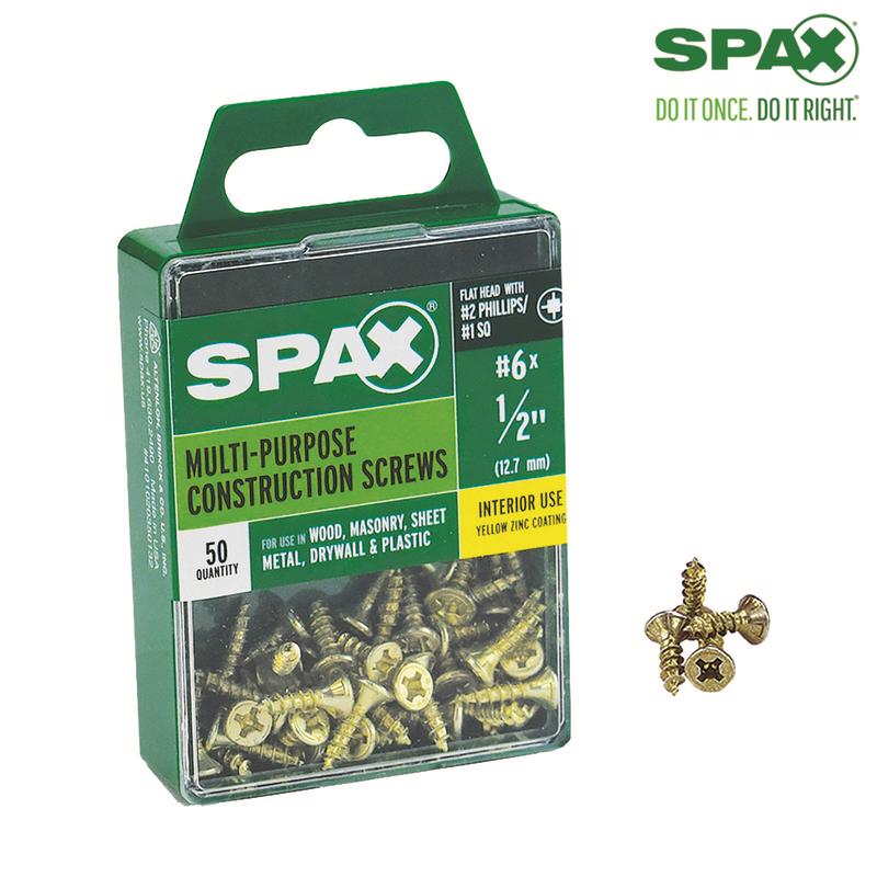 SPAX - SPAX Multi-Material No. 6 Label X 1/2 in. L Unidrive Flat Head Construction Screws 50 pk