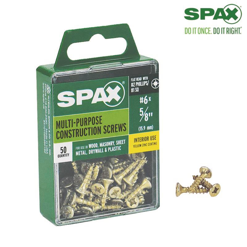 SPAX - SPAX Multi-Material No. 6 Label X 5/8 in. L Unidrive Flat Head Construction Screws 50 pk [4101020350162]