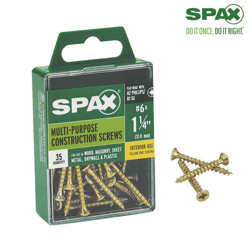 SPAX - SPAX Multi-Material No. 6 Label X 1-1/4 in. L Unidrive Flat Head Construction Screws 35 pk [4101020350322]