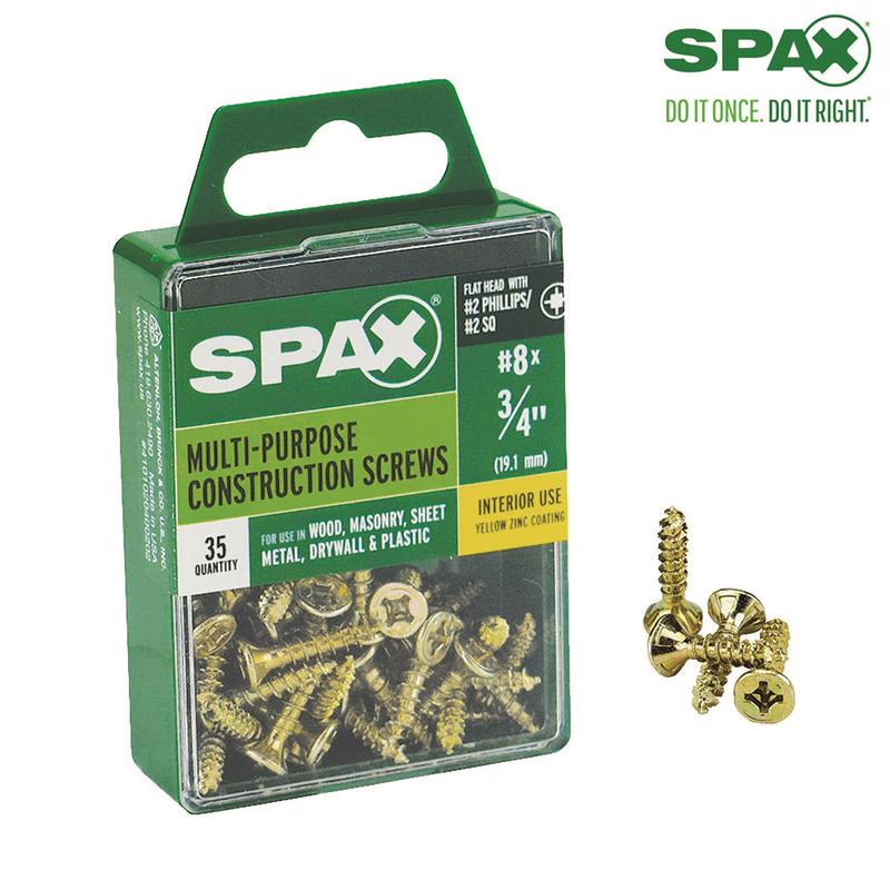 SPAX - SPAX Multi-Material No. 8 Label X 3/4 in. L Unidrive Flat Head Construction Screws 35 pk [4101020400202]