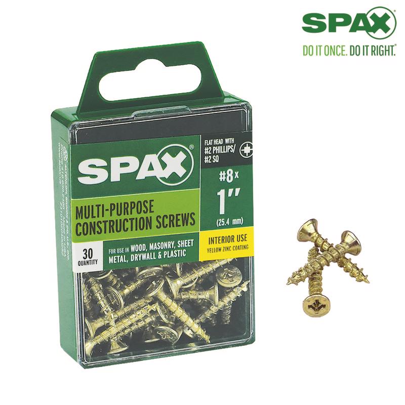 SPAX - SPAX Multi-Material No. 8 Label X 1 in. L Unidrive Flat Head Construction Screws 30 pk [4101020400252]