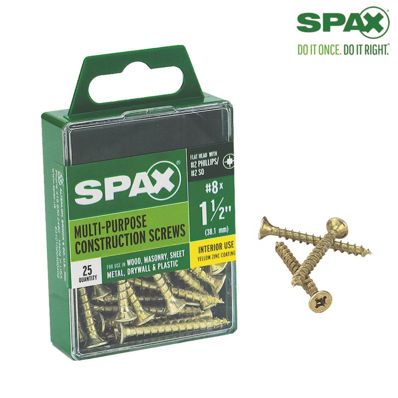 SPAX - SPAX Multi-Material No. 8 Label X 1-1/2 in. L Unidrive Flat Head Construction Screws 25 pk [4101020400402]