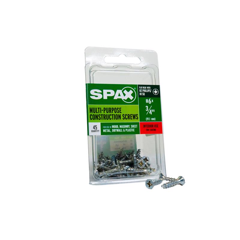 SPAX - SPAX Multi-Material No. 6 Label X 3/4 in. L Unidrive Flat Head Construction Screws 45 pk