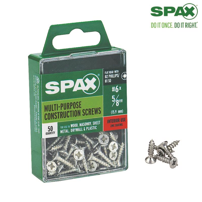 SPAX - SPAX Multi-Material No. 6 Label X 5/8 in. L Unidrive Flat Head Construction Screws 50 pk [4101010350162]