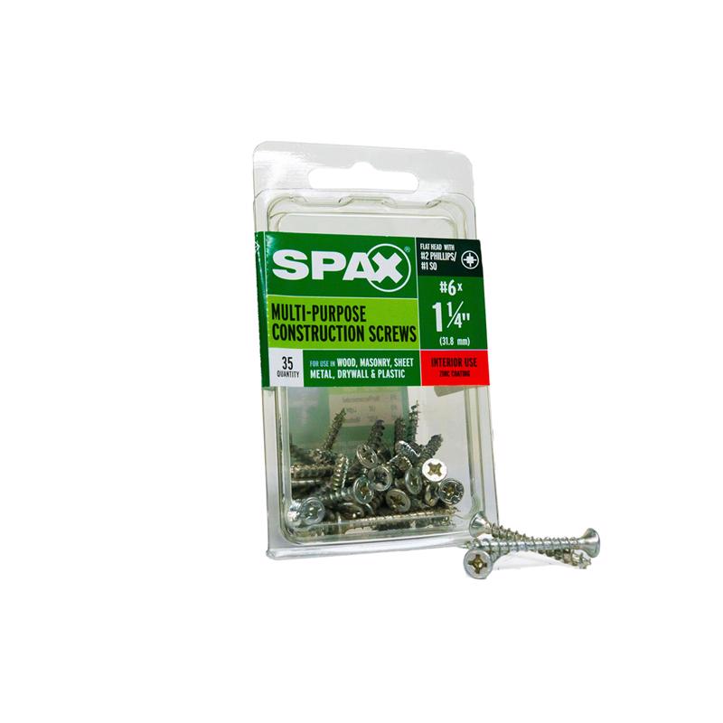 SPAX - SPAX Multi-Material No. 6 Label X 1-1/4 in. L Unidrive Flat Head Construction Screws 35 pk [4101010350322]