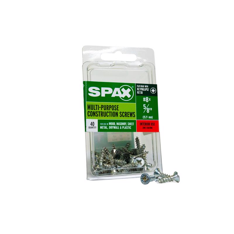 SPAX - SPAX Multi-Material No. 8 Label X 5/8 in. L Unidrive Flat Head Construction Screws 40 pk