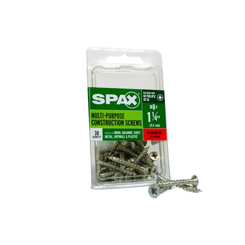 SPAX - SPAX Multi-Material No. 8 Label X 1-1/4 in. L Unidrive Flat Head Construction Screws 30 pk [4101010400322]