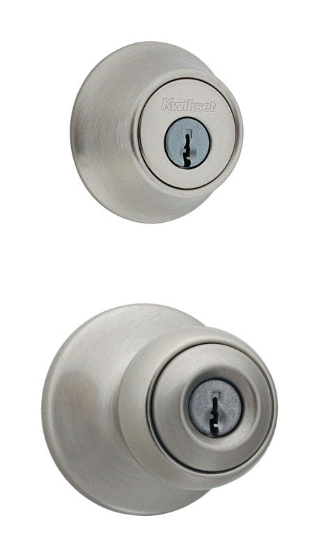 KWIKSET - Kwikset Polo Satin Nickel Entry Lock and Single Cylinder Deadbolt 1-3/4 in.