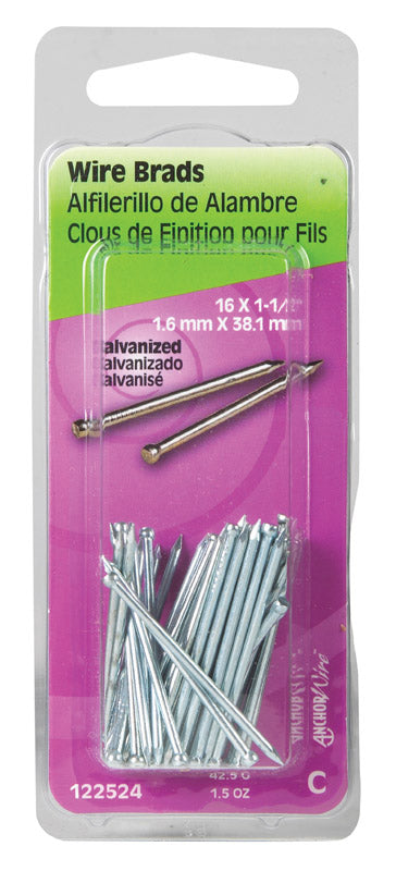 HILLMAN - Hillman 16 Ga. X 1-1/2 in. L Galvanized Steel Brad Nails 1 pk 1.5 oz - Case of 6