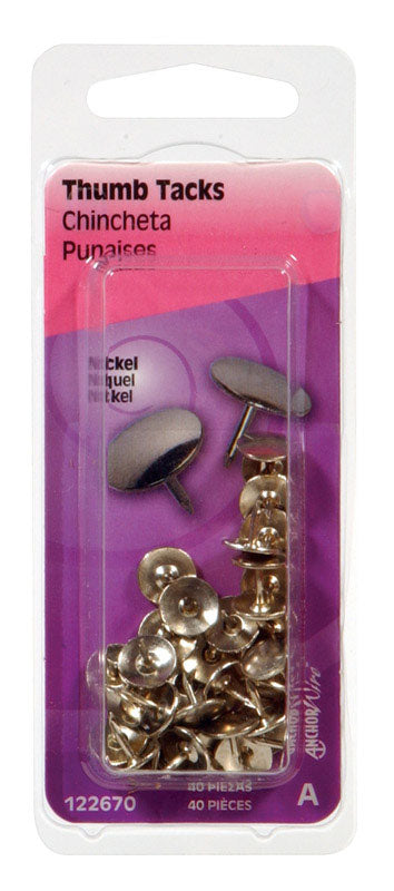 HILLMAN - Hillman Push Pins 40 pk - Case of 6