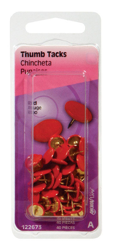 HILLMAN - Hillman Red Push Pins 40 pk - Case of 6