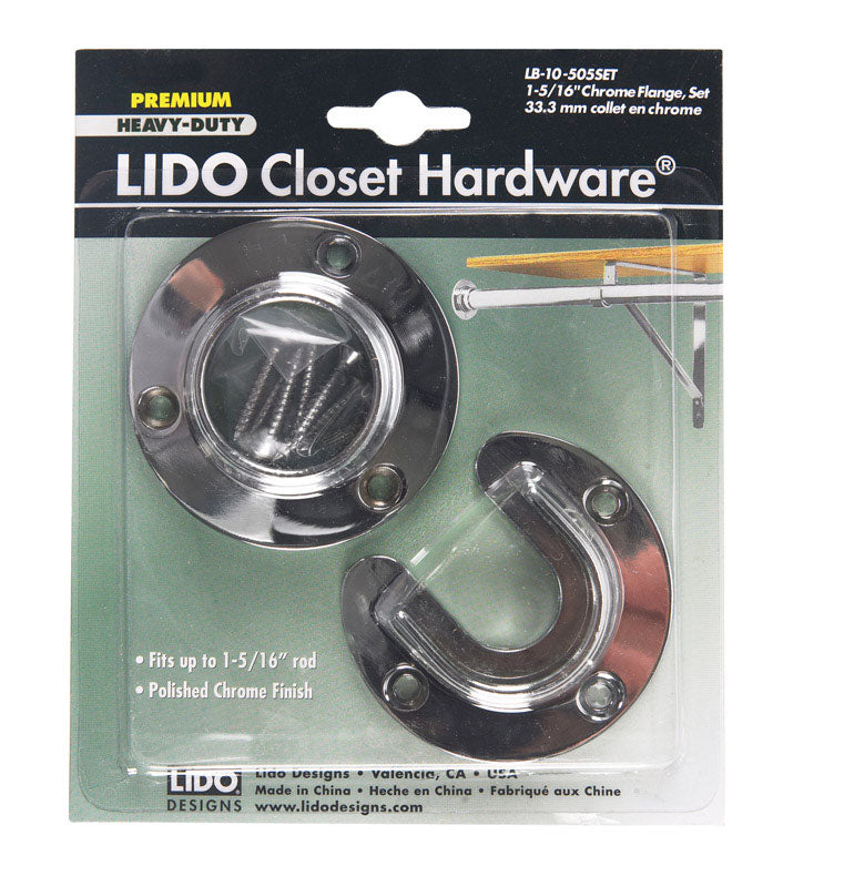 LIDO - Lido 1-1/4 in. L X 1-5/16 in. D Polished Chrome Steel Closet Flange Set