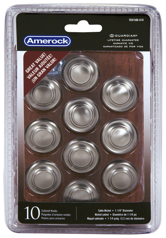 AMEROCK - Amerock Inspirations Round Cabinet Knob 1-1/4 in. D 1 in. Satin Nickel 10 pk