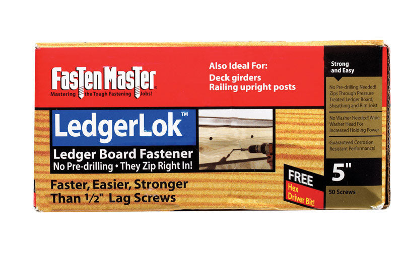 FASTENMASTER - FastenMaster LedgerLok 5 in. L Silver Hex Washer Head Deck Screws 50 pk