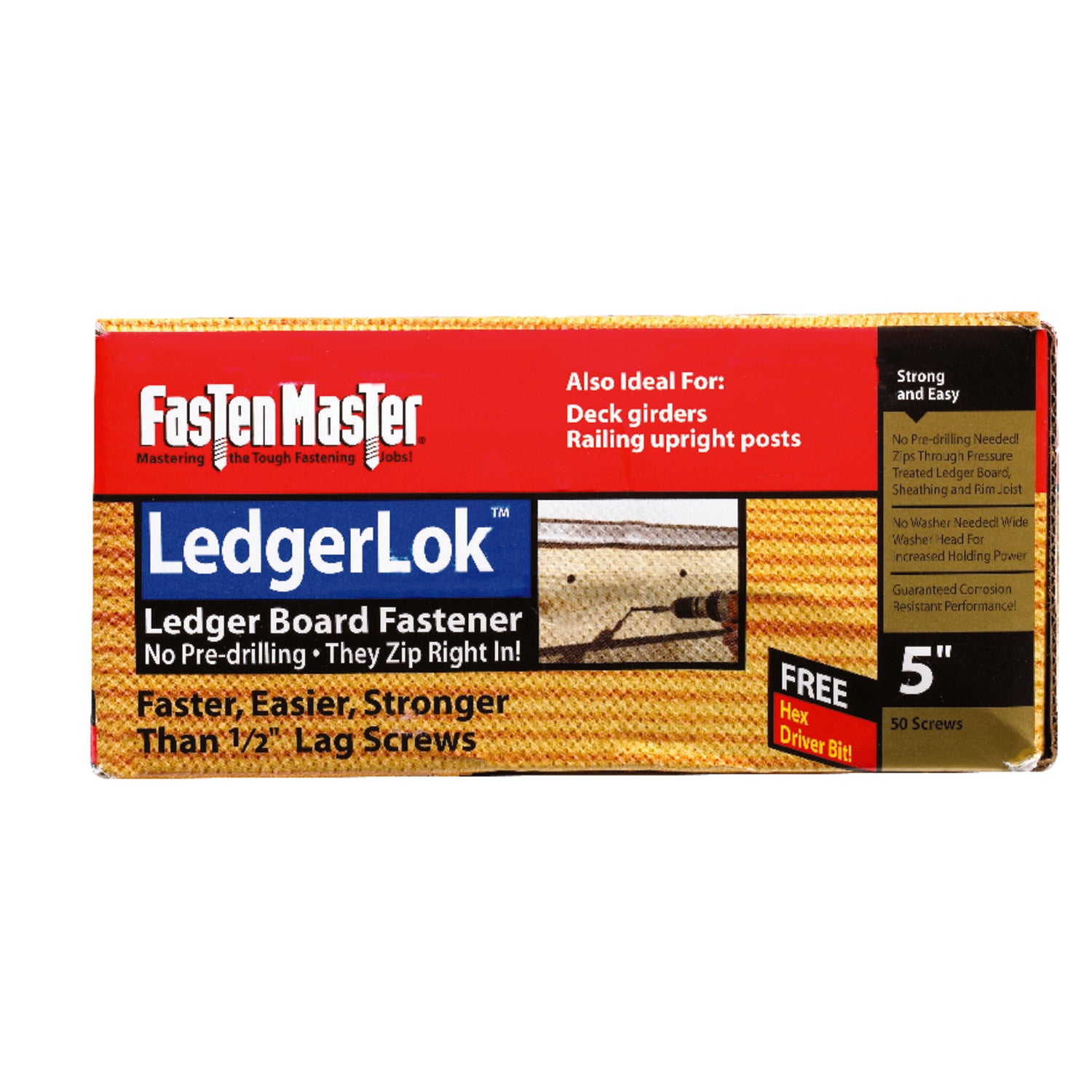 FastenMaster LedgerLok 5 in. L Silver Hex Hex Washer Head Deck Screws 50 pk