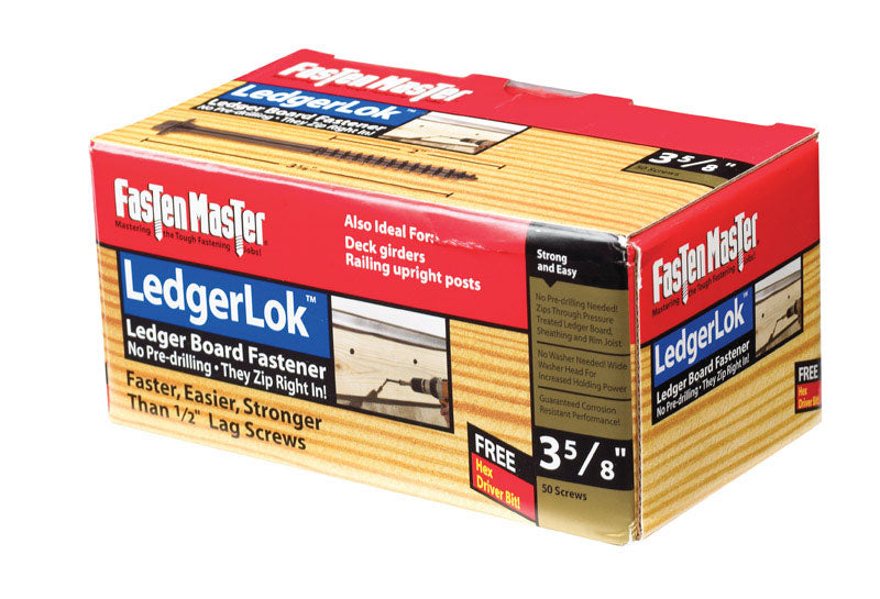 FASTENMASTER - FastenMaster LedgerLok No. 3 X 3-5/8 in. L Hex Hex Washer Head Deck Screws 50 pk