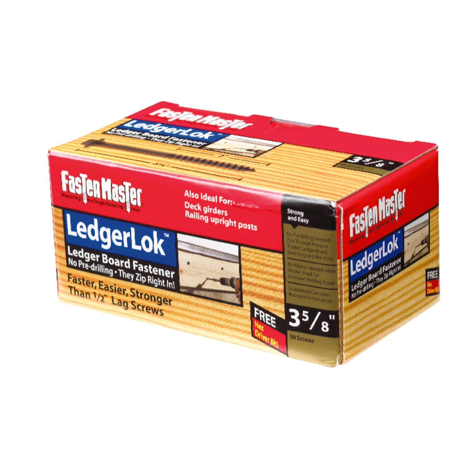 FastenMaster LedgerLok No. 3 X 3-5/8 in. L Hex Hex Washer Head Deck Screws 50 pk