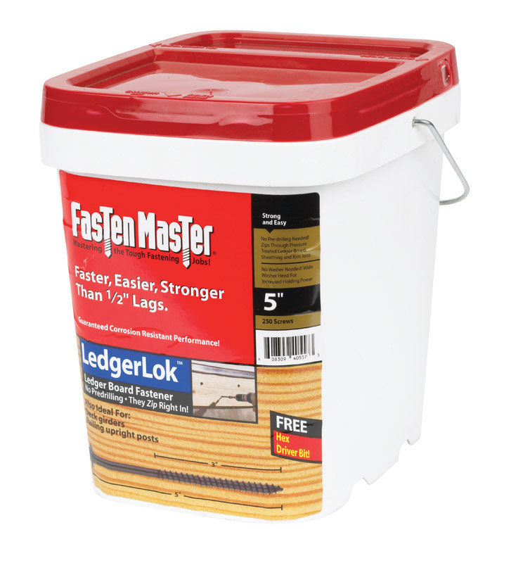 FASTENMASTER - FastenMaster LedgerLok No. 0 X 5 in. L Hex Hex Washer Head Deck Screws 250 pk