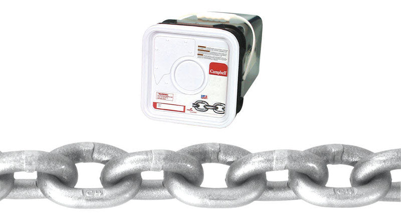 CAMPBELL - Campbell 1/4 in. Oval Link Carbon Steel Grade 43 High Test Chain 1/4 in. D X 100 ft. L