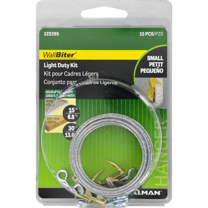 HILLMAN - Hillman WallBiter Brass-Plated Silver Light Duty Picture Hook Kit 30 lb 5 pk - Case of 5