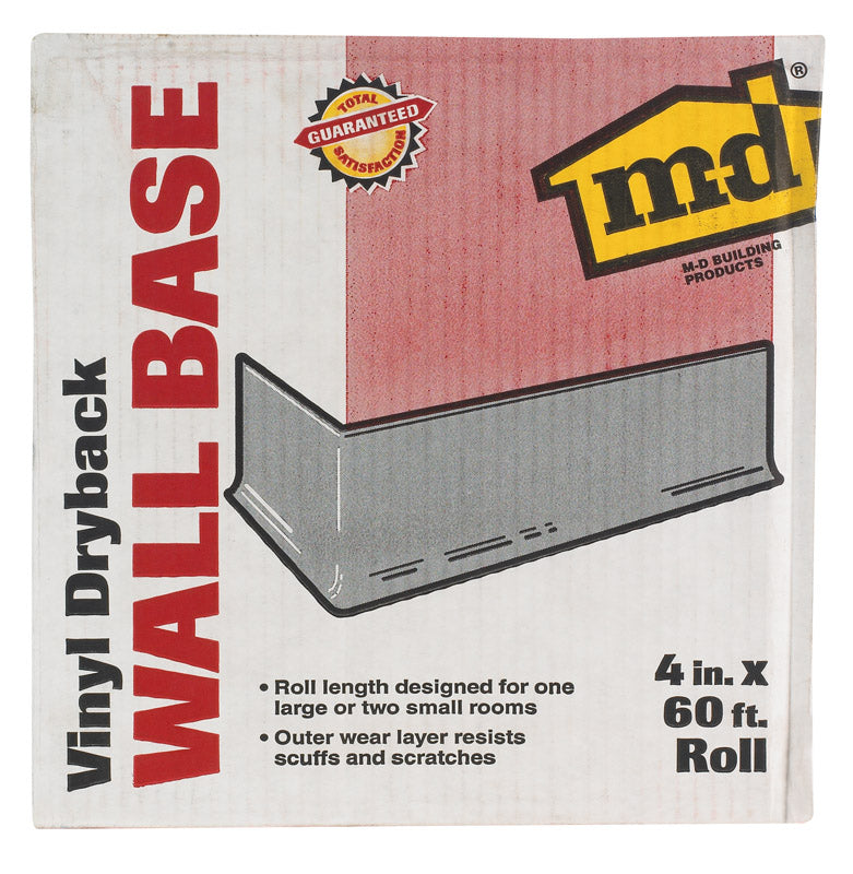 M-D - M-D 4 in. H X 4 in. W X 60 ft. L Prefinished Silver Gray Vinyl Wall Base