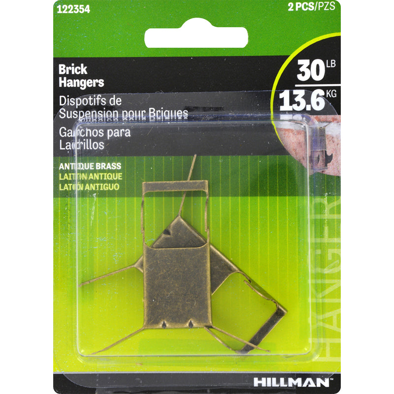 HILLMAN - Hillman AnchorWire Brass-Plated Gold Brick Picture Hanger 30 lb 2 pk - Case of 10