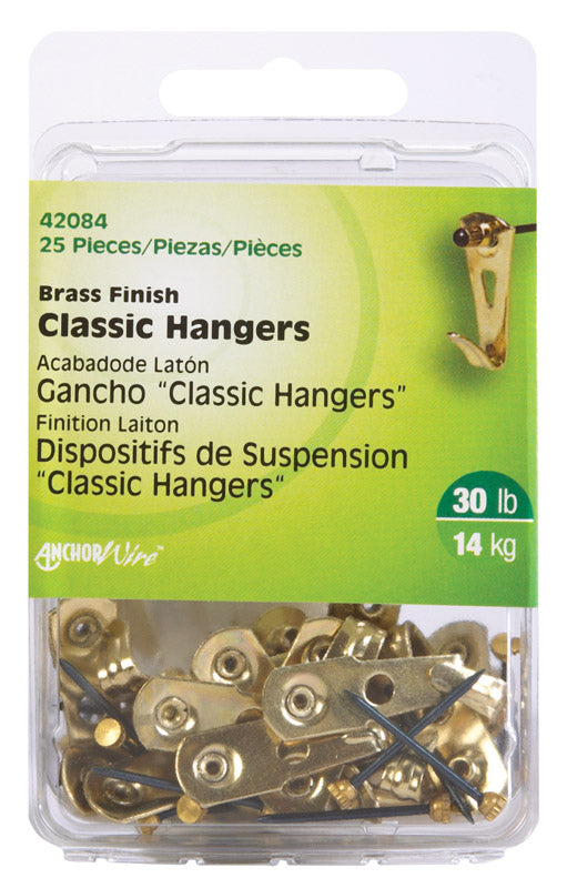 HILLMAN - Hillman AnchorWire Brass-Plated Classic Picture Hanger 30 lb 25 pk - Case of 5