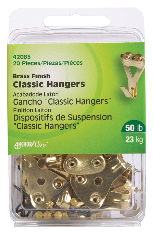 HILLMAN - Hillman AnchorWire Brass-Plated Classic Picture Hanger 50 lb 20 pk - Case of 5