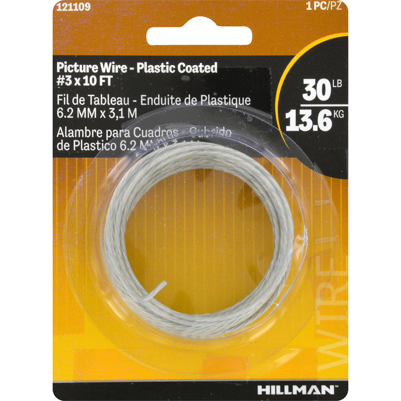 HILLMAN - Hillman Plastic Coated Silver Picture Wire 30 lb 1 pk - Case of 10