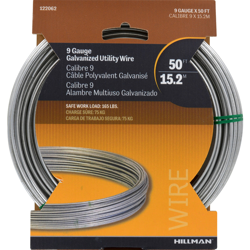 HILLMAN - Hillman 50 ft. L Galvanized Steel 9 Ga. Wire