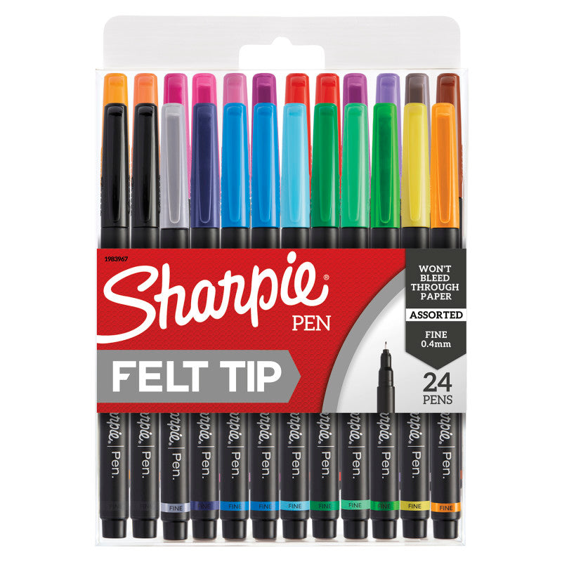 SHARPIE - Art Pens, Fine Point, Assorted Colors, 24 Count