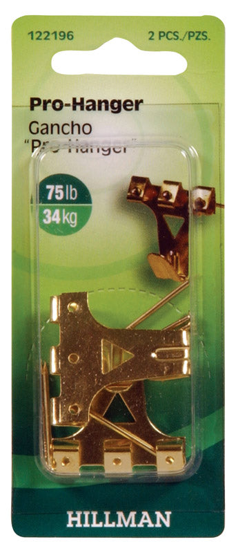 HILLMAN - Hillman AnchorWire Brass-Plated Gold Professional Picture Hanger 75 lb 2 pk - Case of 10