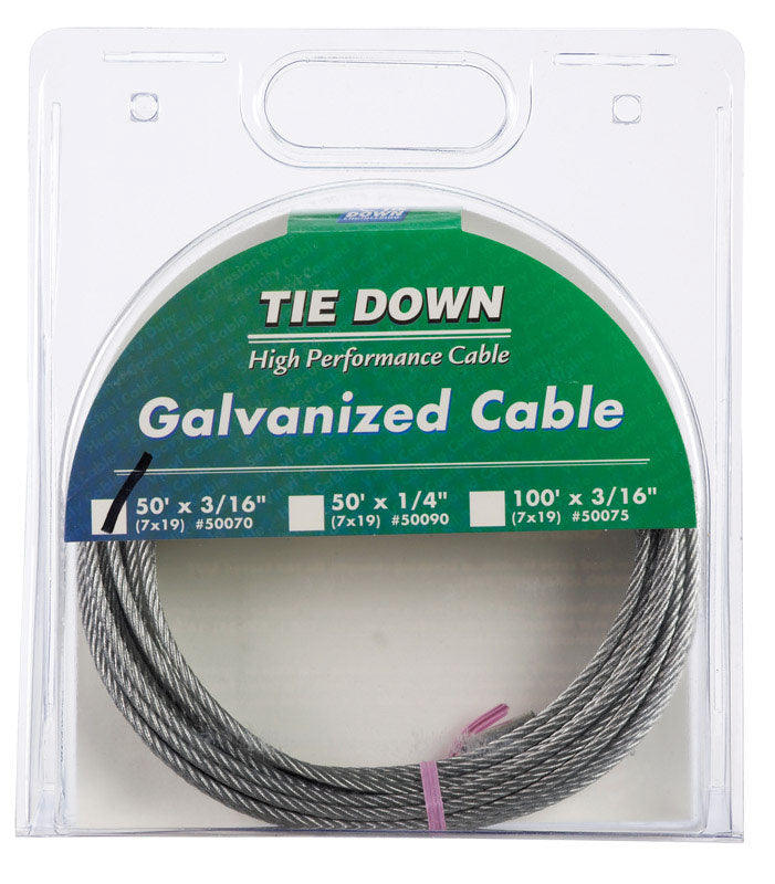 TIE DOWN ENGINEERING - Tie Down Engineering Galvanized Galvanized Steel 3/16 in. D X 50 ft. L Aircraft Cable